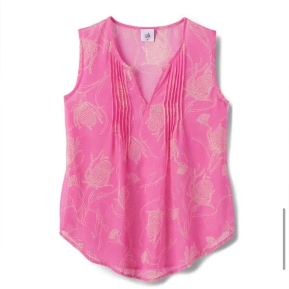 Cabi Corsage Pink Floral Blouse Top #6526 Size Medium